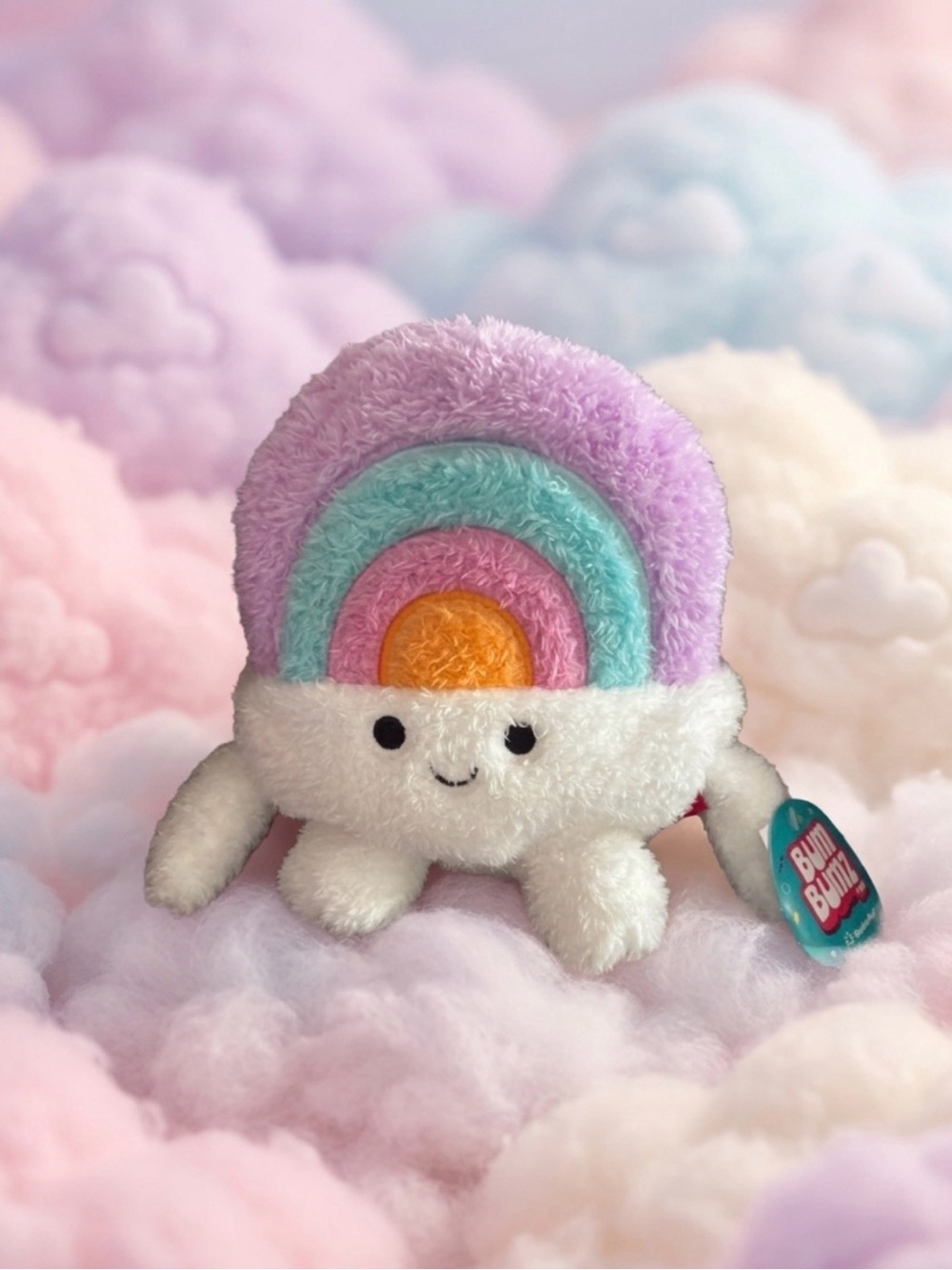 🌈 ☁️ Rue the Rainbow Cloud Plush Weather BumBumz 7.5 inch - Pastel Multicolor